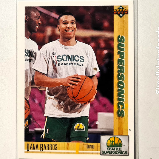 Dana Barros 1991 Upper-Deck #102 NBA Basketball Seattle Supersonics Excellent sleeved