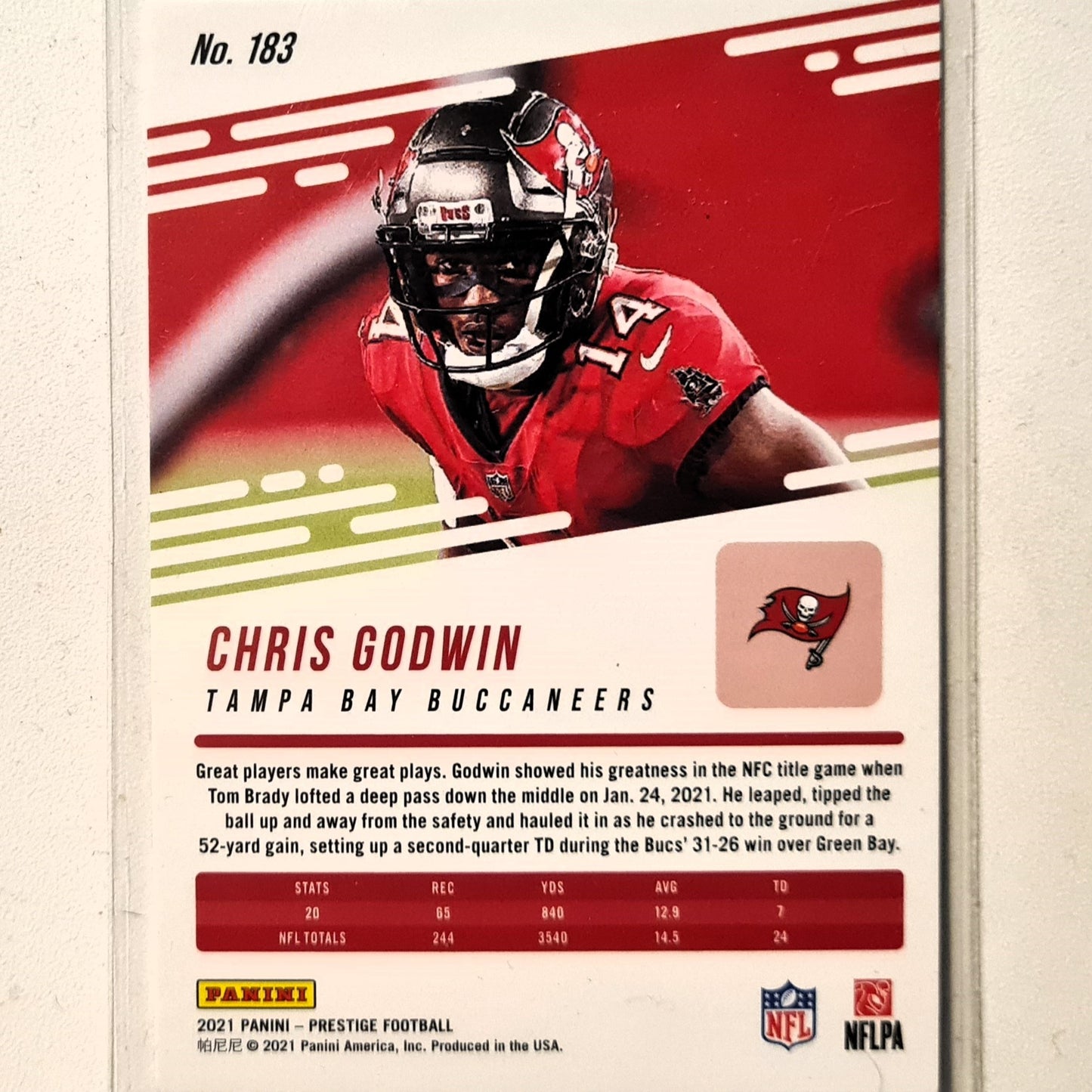 Chris Godwin 2022-23 Panini Prestige #183 American Football NFL Tampa Bay Buccaneers Excellent sleeved