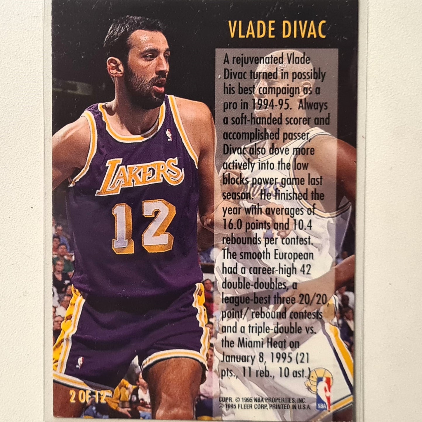 Vlade Divac 1995 Fleer 95-96 Double Double 2 of 12  NBA Basketball LA Lakers Excellent sleeved