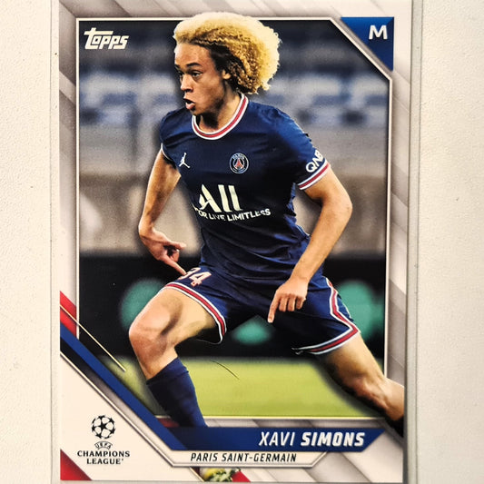 Xavi Simons 2022 Topps Chrome Champions League #33 Soccer Football Paris Saint-Germain mint sleeved