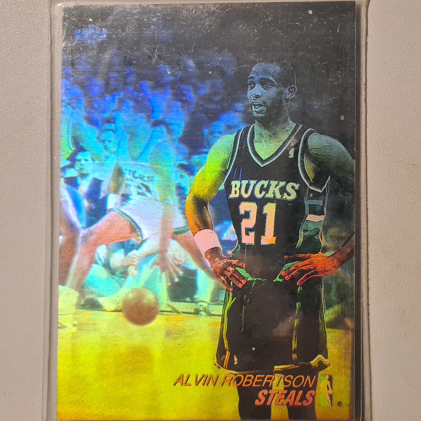 Alvin Robinson 1991 Upper-Deck  Steals Hologram AW2 NBA Basketball Milwaukee Bucks Excellent Sleeved