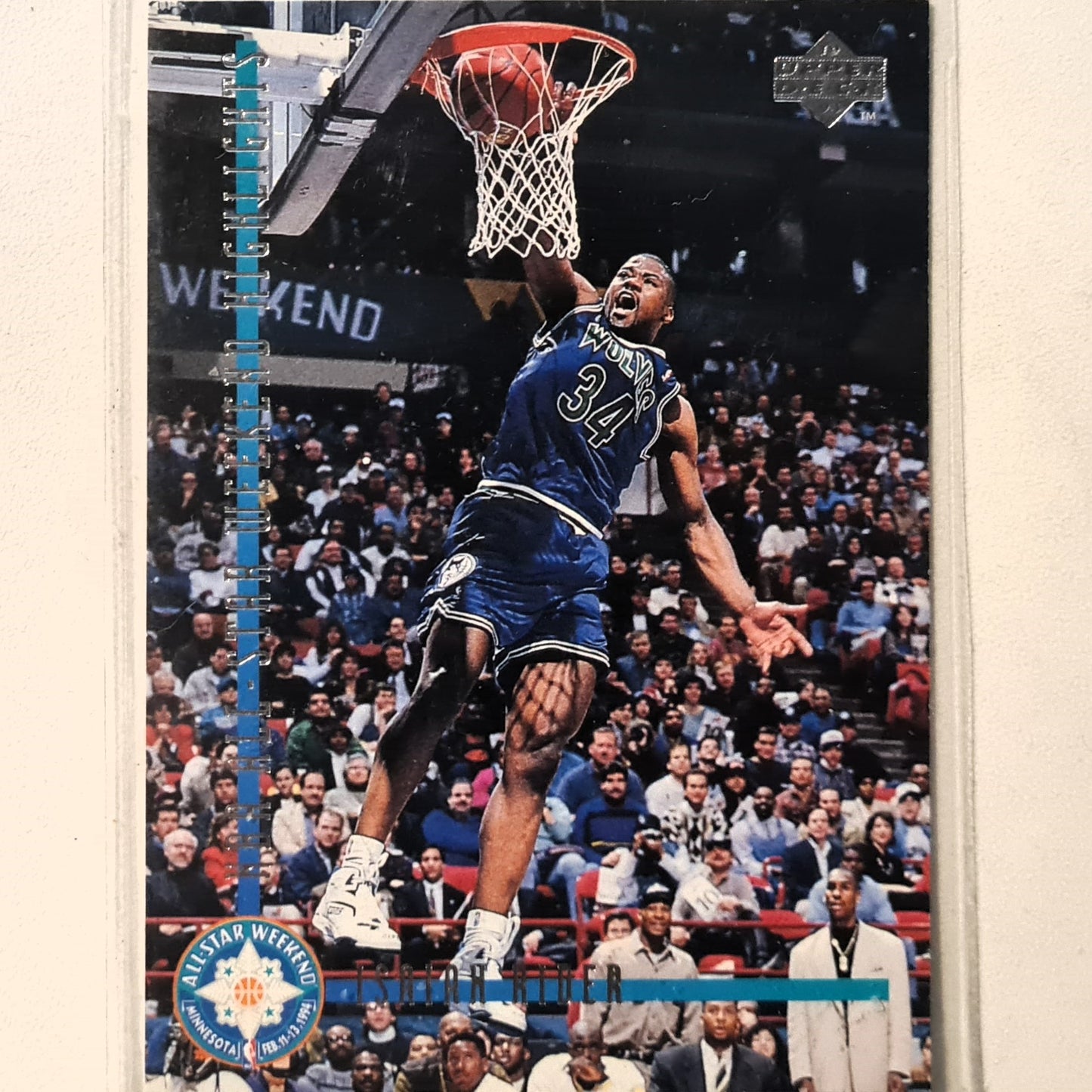 Isaiah Rider 1994 Upper-Deck all star Rookie game RC #197 NBA Basketball Minnesota Timberwolves Excellent Sleeved