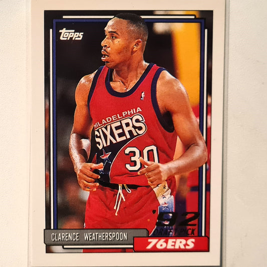 Clarence Weatherspoon 1993 Topps 92 draft pick Rookie RC #294 NBA Basketball Philadelphia 76ers Excellent sleeved