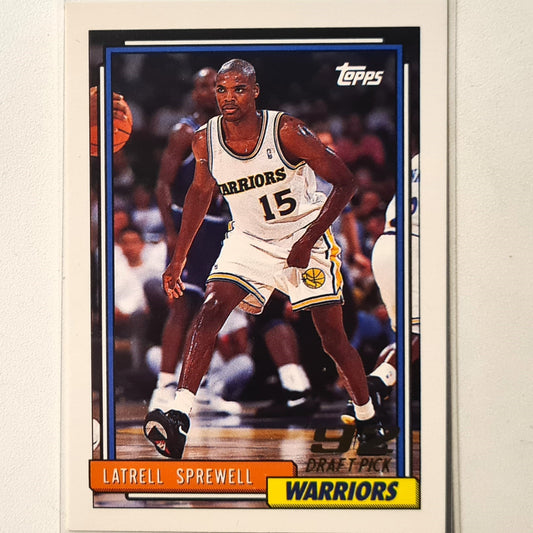 Latrell Sprewell 1993 Topps 92 draft pick Rookie RC #392 NBA Basketball Golden State Warriors Excellent sleeved