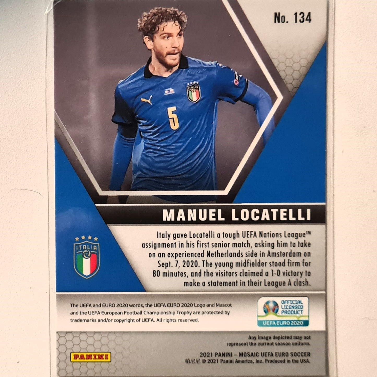 Manuel Locatelli 2021 euro 2020  Panini Mosaic #134 Soccer football Italy Excellent sleeved