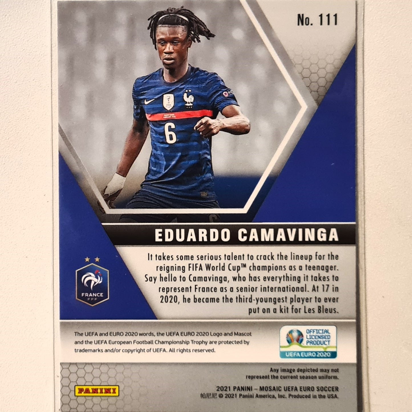 Eduardo Camavinga 2021 euro 2020 Panini Mosaic Rookie RC #111 Soccer football France Excellent sleeved