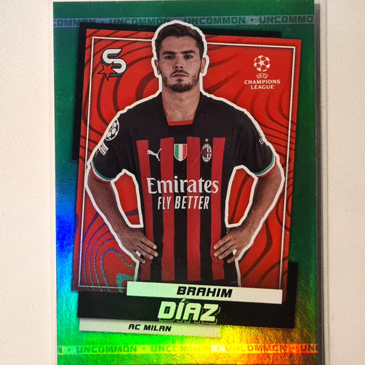 Brahim Diaz 2023 Topps Soccer superstars uncommon green #72 Soccer football AC Milan Excellent sleeved