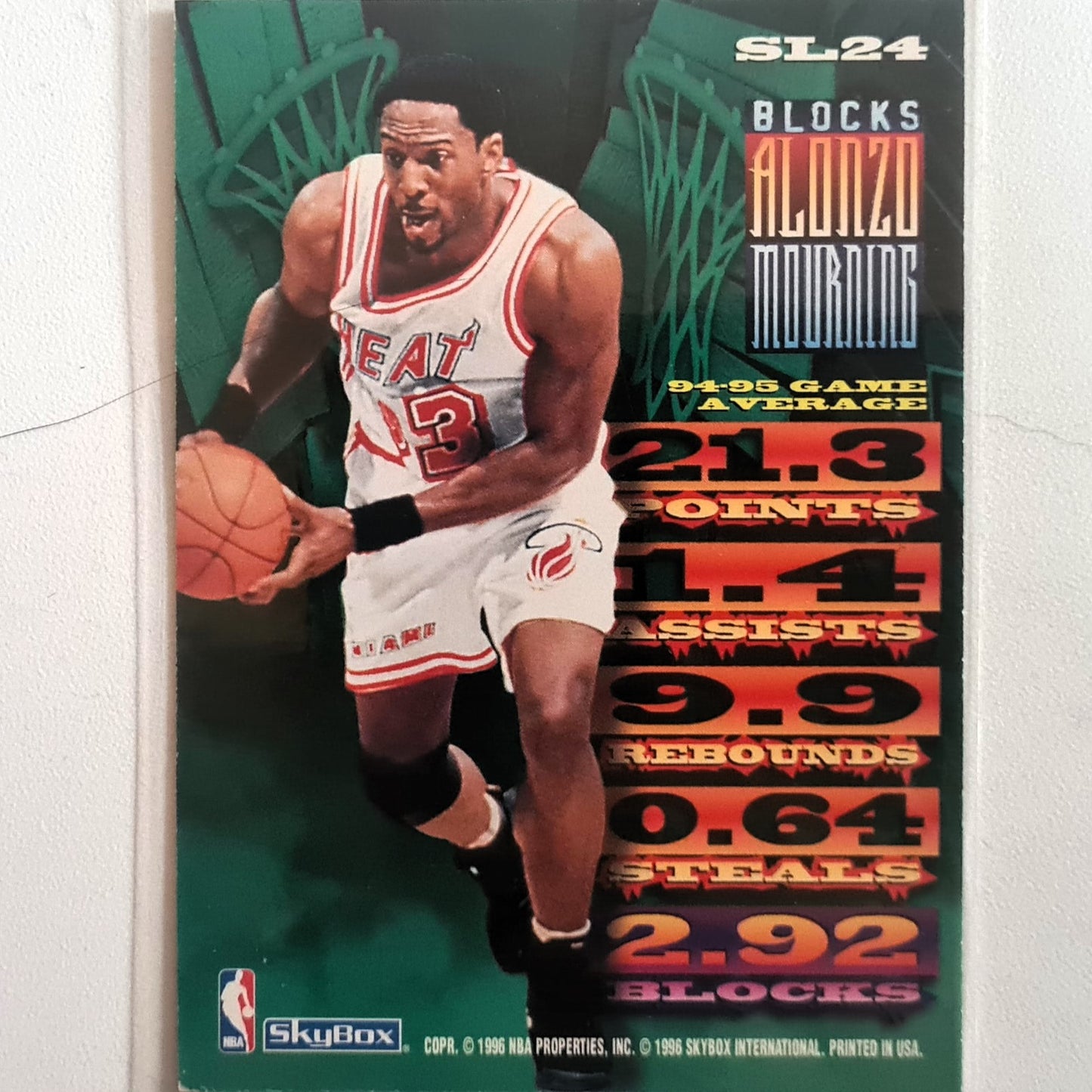 Alonzo Mourning 1996 Skybox NBA Hoops Slamland SL24 NBA Basketball Miami Heat Very good Sleeved