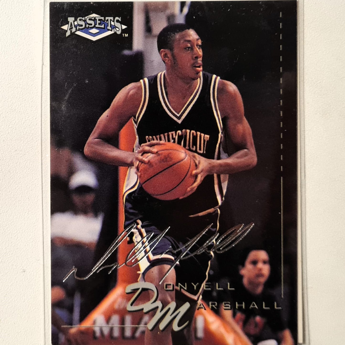 Donyell Marshall 1994 Classic  Assets silver printed auto Rookie RC #203 NBA Basketball Minnesota Timberwolves excellent sleeved