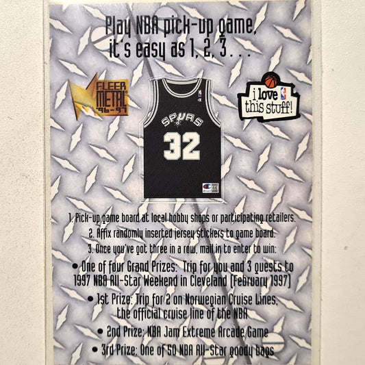 Sean Elliott 1996 Fleer Metal game piece jersey #32 96-97 24 of 29 NBA Basketball San Antonio Spurs Excellent sleeved