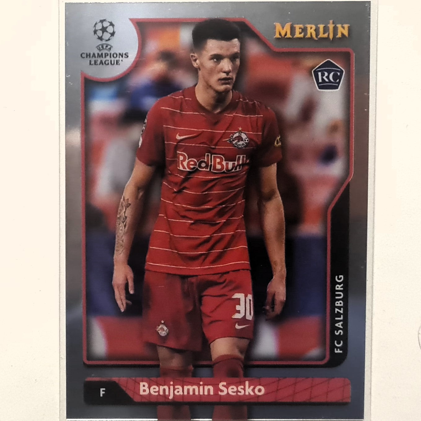 Benjamin Sesko 2022 Topps Merlin Champions League Rookie RC #120 Soccer Football FC Salzburg Excellent/mint sleeved