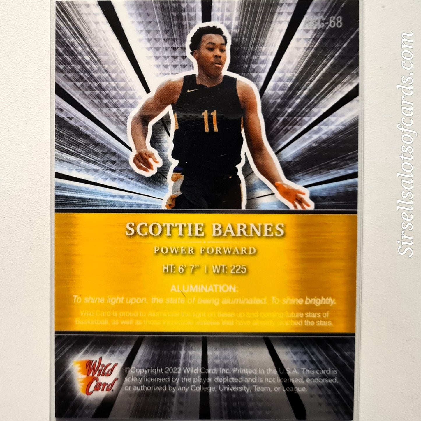 Scottie Barnes 2022 wild card Alumination Holo Lux 20/50 Rookie RC  #68 NBA Basketball  excellent/mint Sleeved