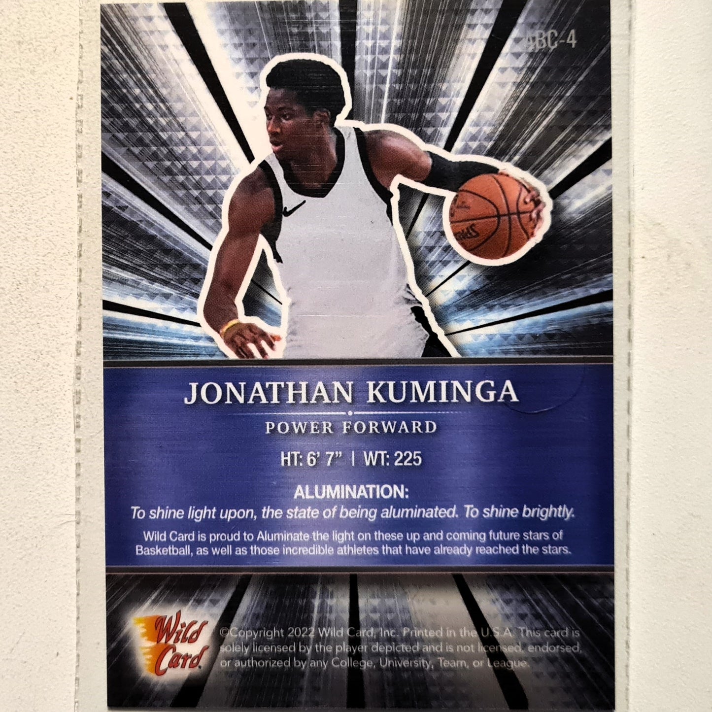 Jonathan Kuminga 2022 wild card Alumination  Rookie RC  ABC-4 NBA Basketball  excellent/mint Sleeved