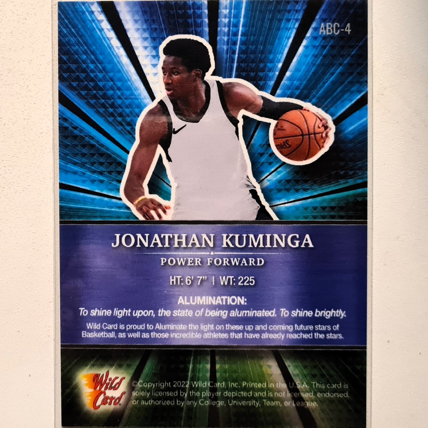 Jonathan Kuminga 2022 wild card Alumination blue/green 93/99 Rookie RC ABC-4 NBA Basketball excellent/mint Sleeved