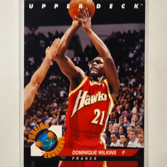 Dominique Wilkins 1993 Upper-Deck Foreign Exchange FE10 NBA Basketball Atlanta Hawks excellent Sleeved