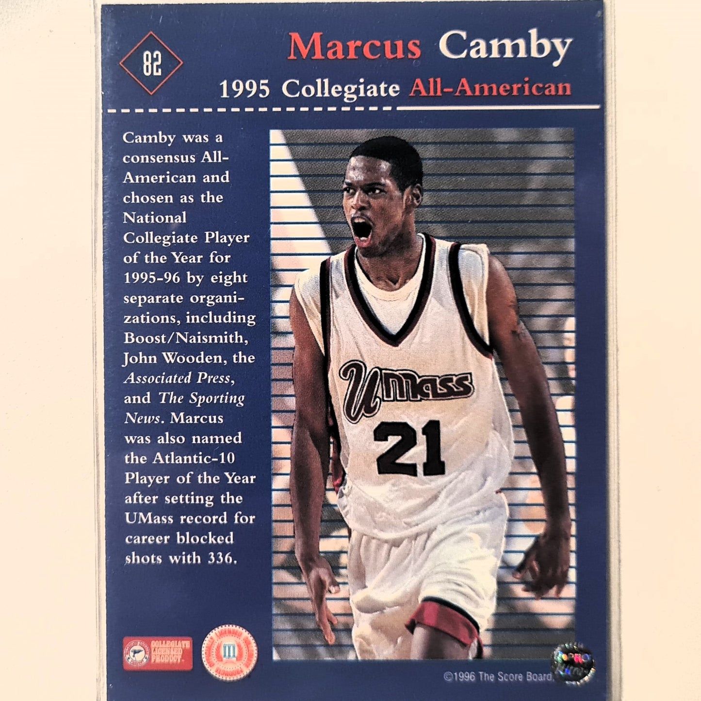 Marcus Camby 1996 Score Board basketball rookies ALL American RC #82 NBA Basketball Raptors Excellent Sleeved