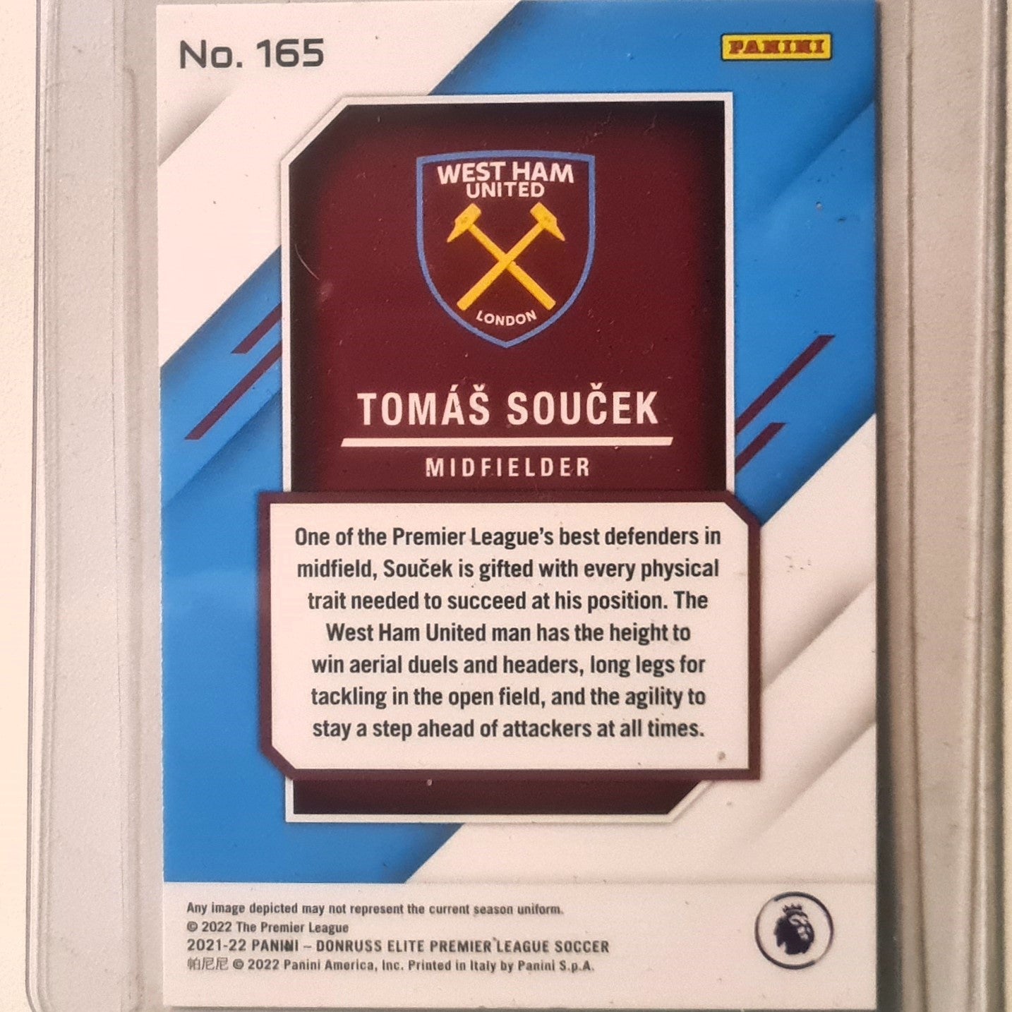 Tomas Soucek 2021-22 Panini Donruss Elite Premier League fireworks 1 of 1  #165 Soccer Football very good Sleeved