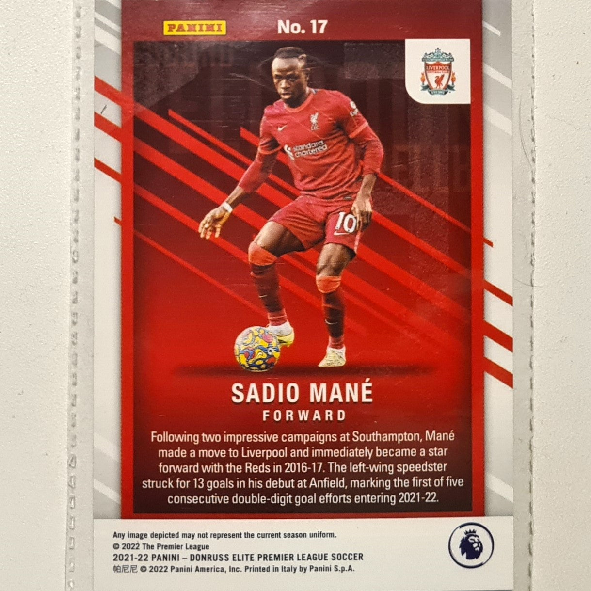 Sadio Mane 2021-22 Panini Donruss Elite Premier League Spellbound E #17 Soccer Football Liverpool excellent/mint Sleeved