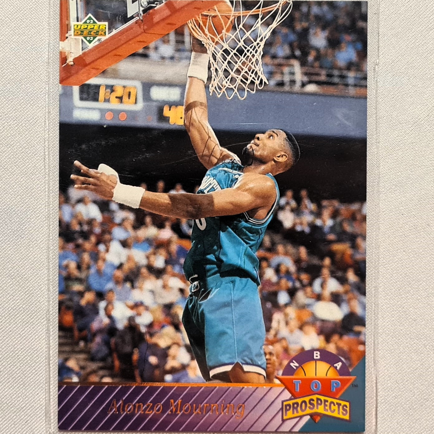 Alonzo Mourning 1993 Upper deck top prospects rookie rc card #457 NBA Basketball Excellent sleeved