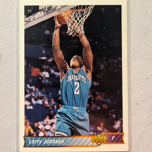 Larry Johnson 1992 Upper-Deck #287 NBA Basketball Charlotte Hornets Excellent sleeved