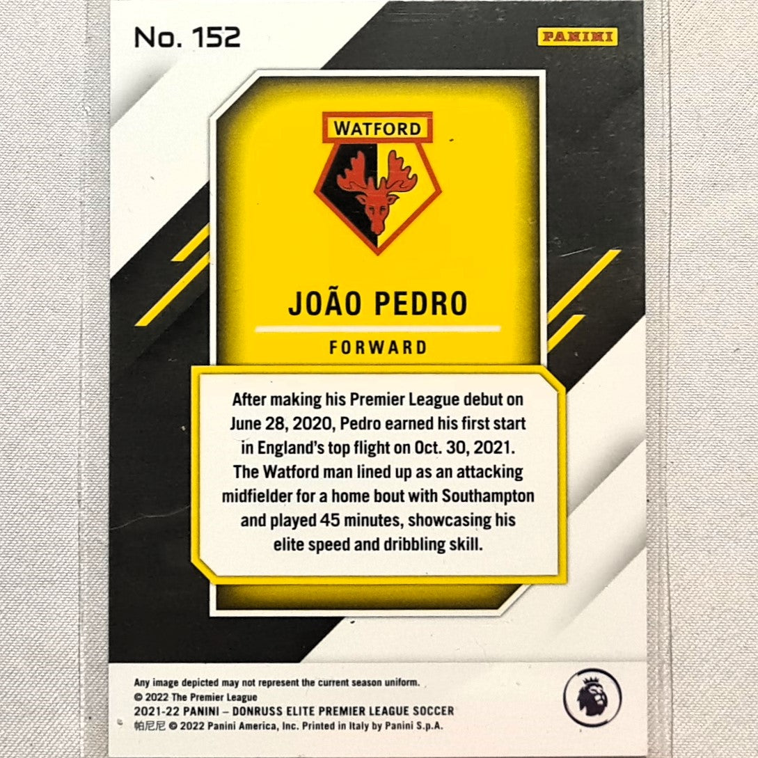 Joao Pedro 2021-22 Panini Donruss Elite Premier League Rookie RC #152 Soccer Football Watford excellent/mint Sleeved