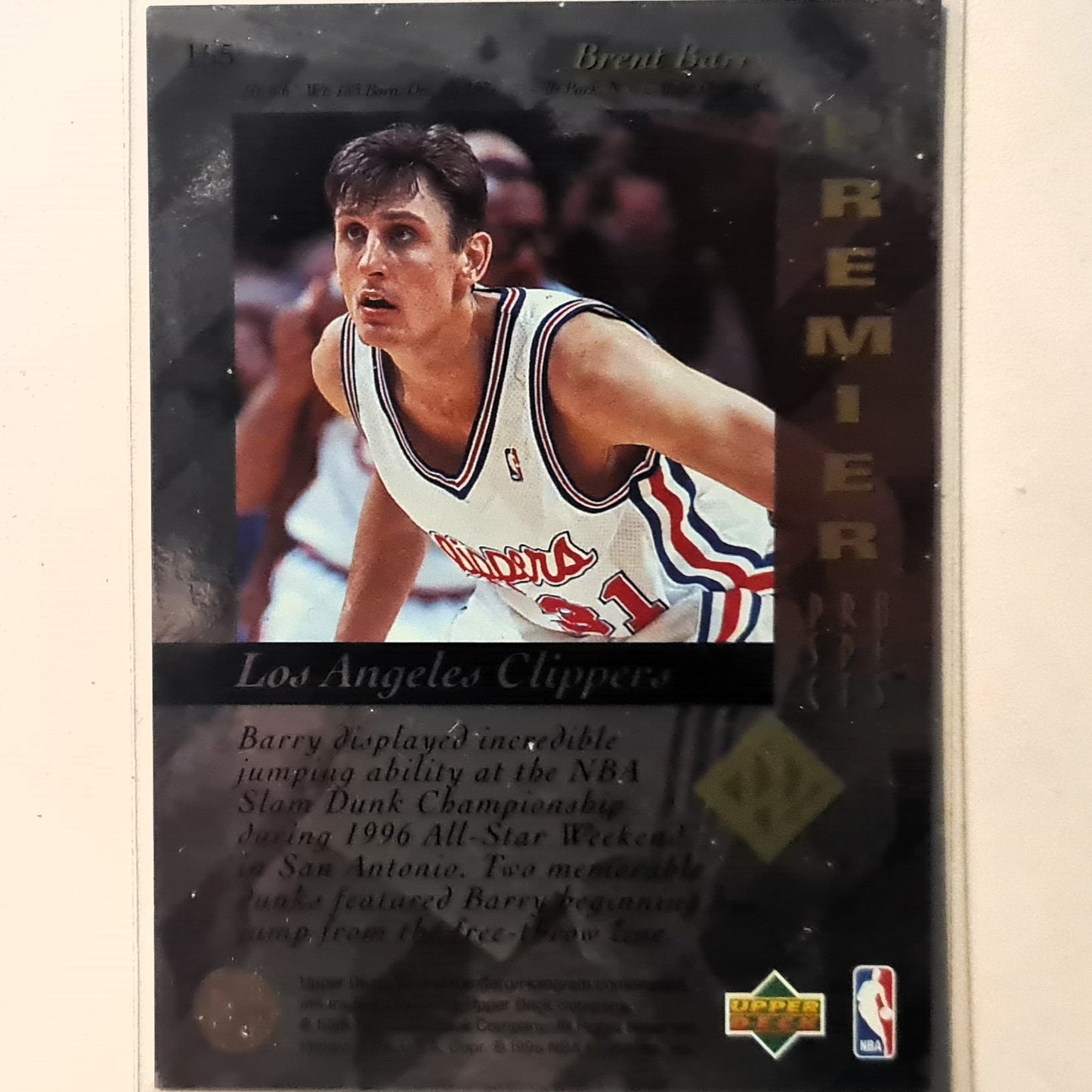 Brent Barry 1995 Upper-Deck SP Premier Prospects Rookie RC #155 NBA Basketball LA Clippers excellent