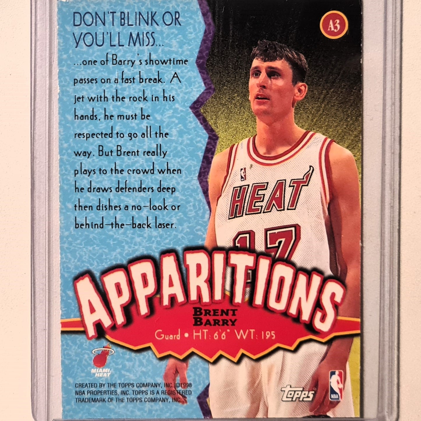 Brent Barry 1998 Topps Apparitions Foil insert A3 NBA Basketball Miami Heat Very good +