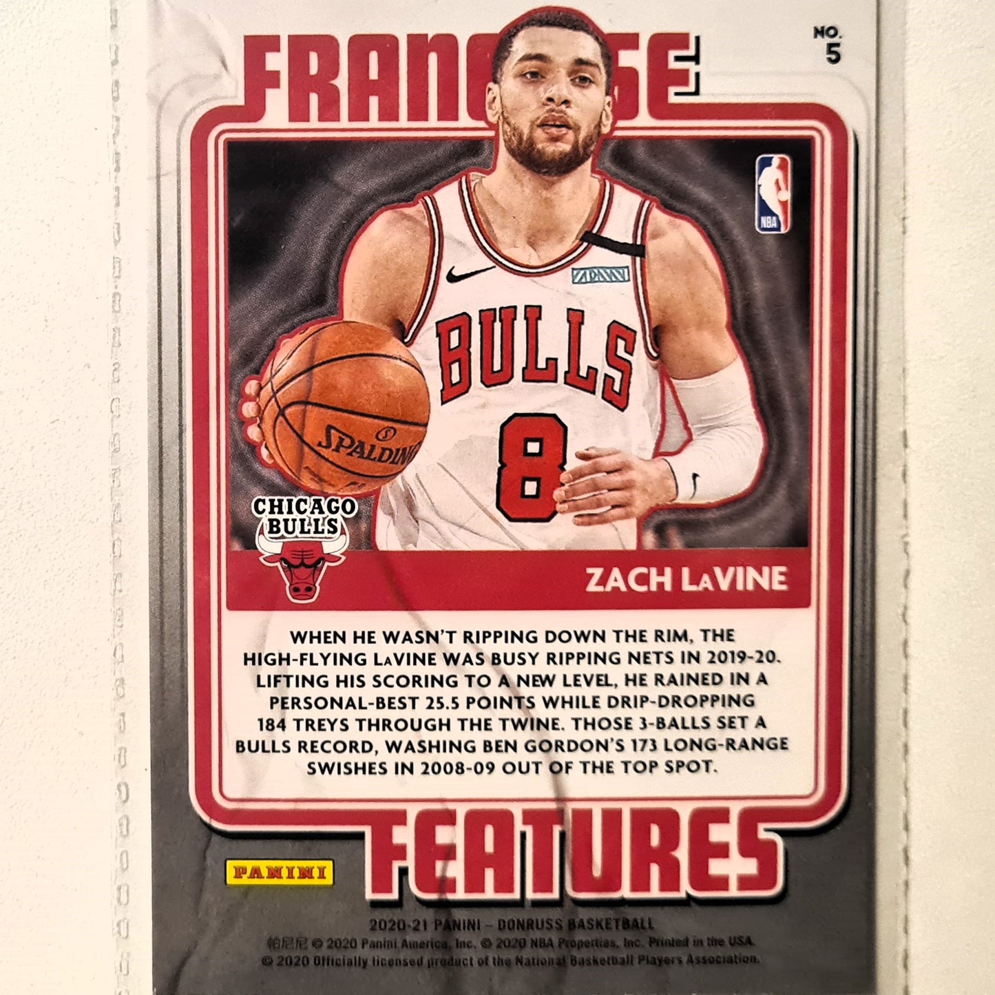 Zach LaVine 2020-21 Panini Donruss Franchise Features #5 NBA Basketball Chicago Bulls Cash Fresh