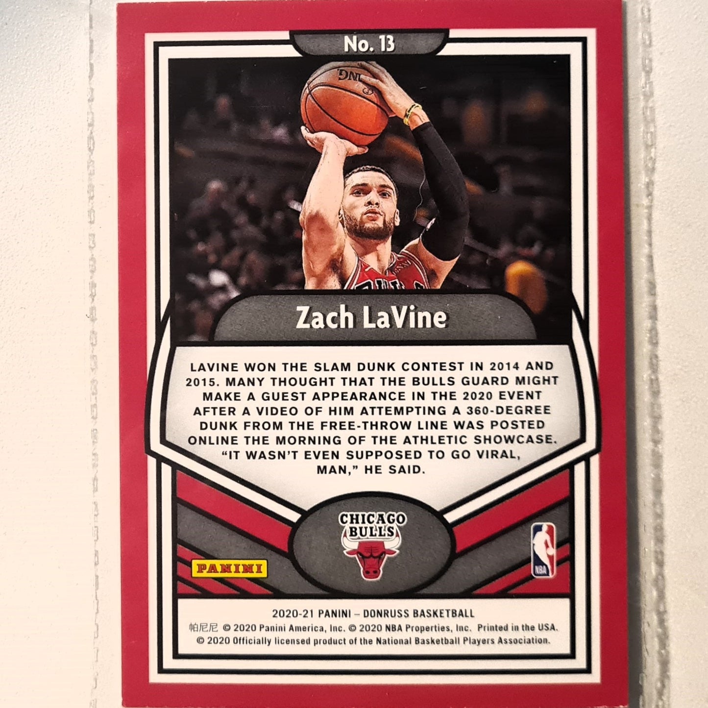 Zach LaVine 2020-21 Panini Donruss Complete Players #13 NBA Basketball Chicago Bulls Excellent