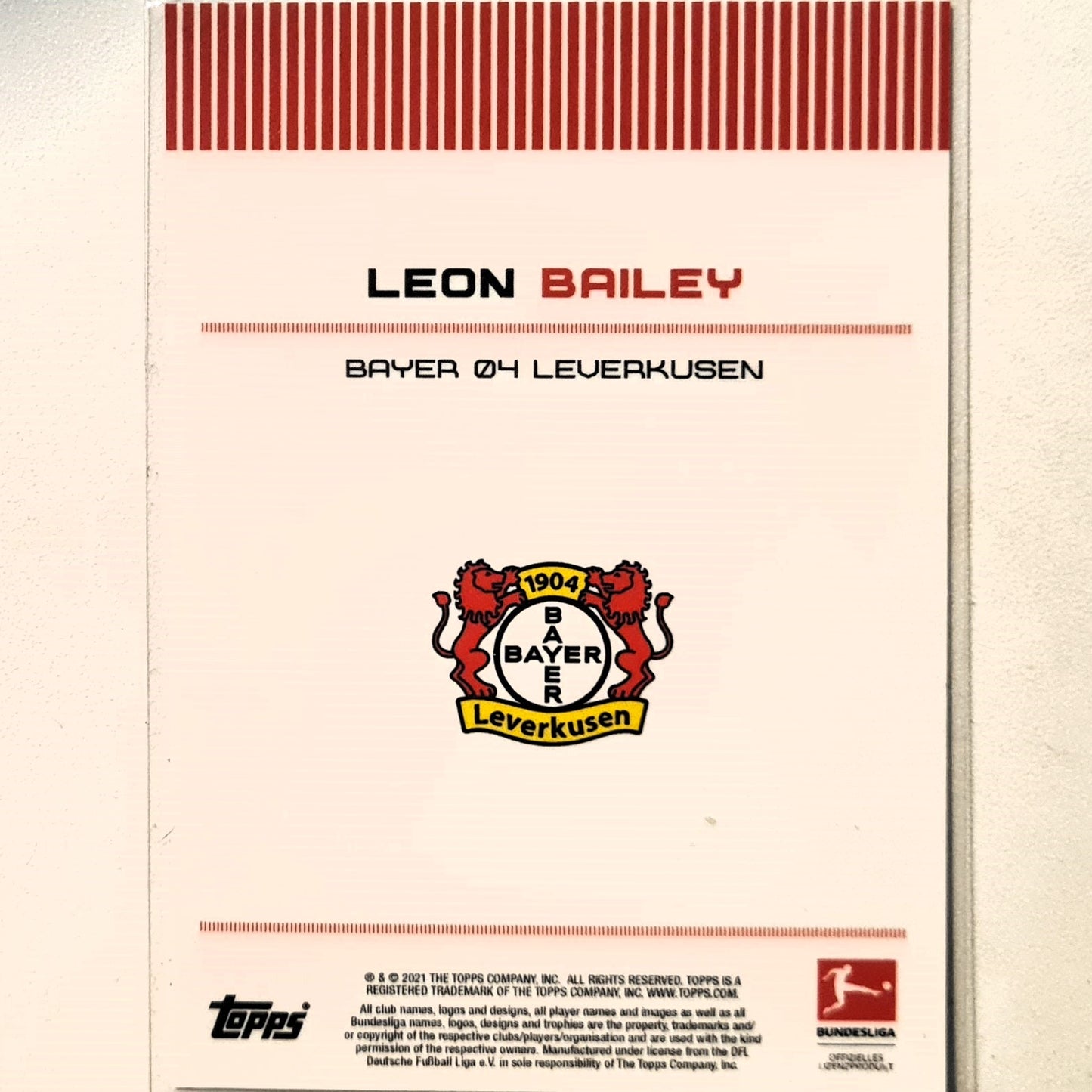 Leon Baily Topps 2021 Bundesliga Soccer Football Bayern Leverkusen Excellent