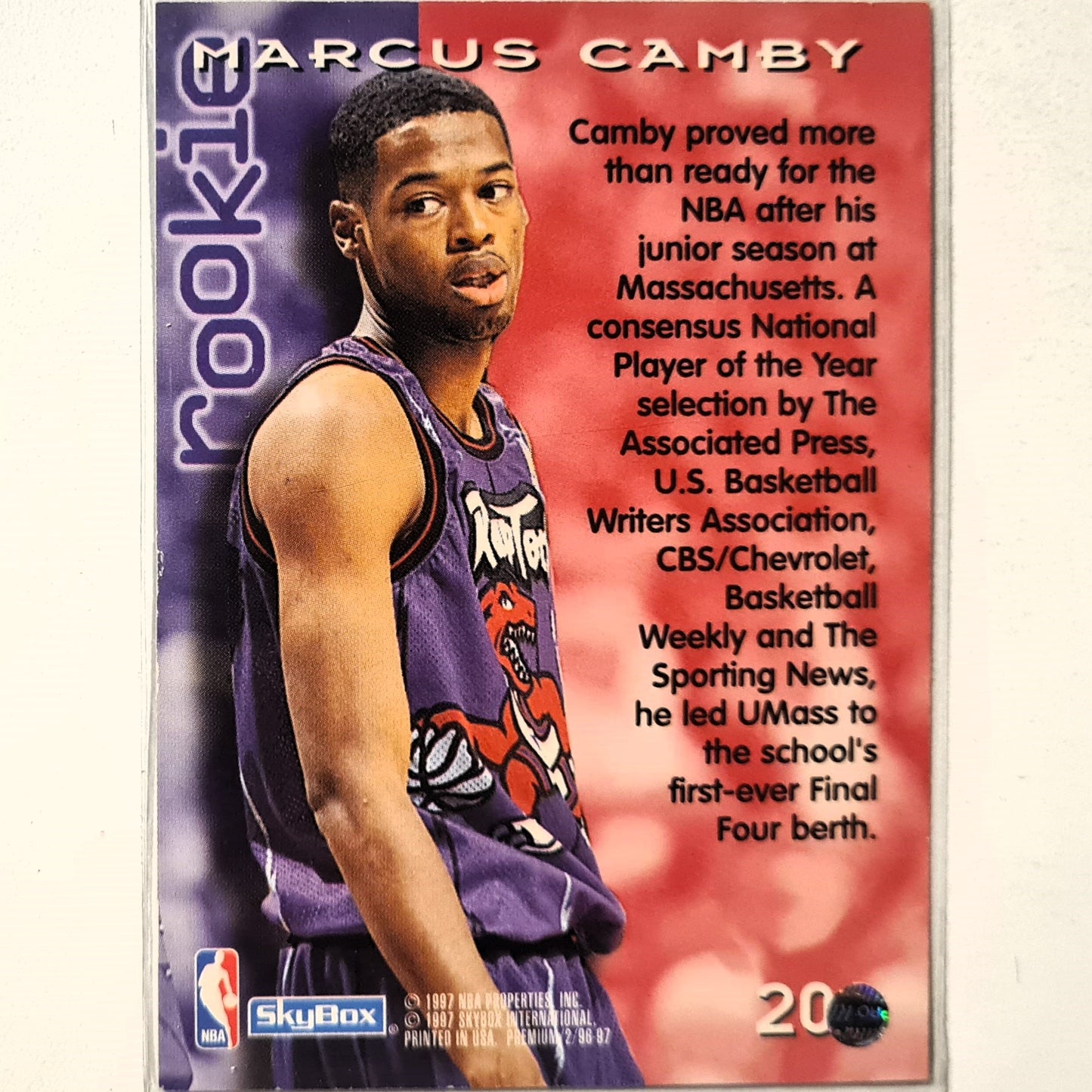 Marcus Camby 1997 Skybox Premium Rookie RC #204 NBA Basketball Toronto Raptors Excellent