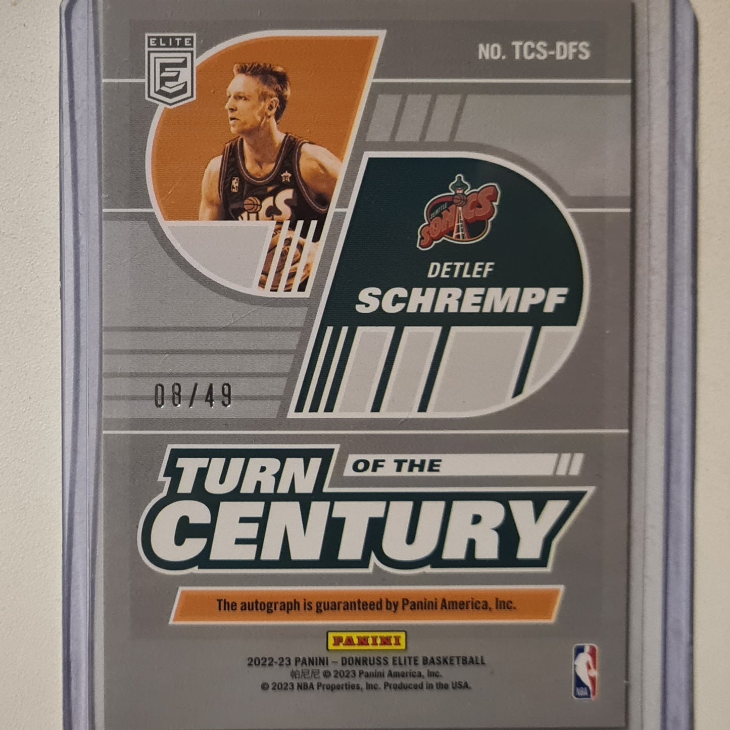 Detlef Schrempf 2022-23 Panini Donruss Elite Turn of the Century Auto 08/49 NBA Basketball mint