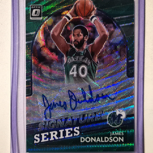 James Donaldson 2021-22 Panini Donruss Optic green wave signature series Auto SS-JDL NBA Dallas Mavericks