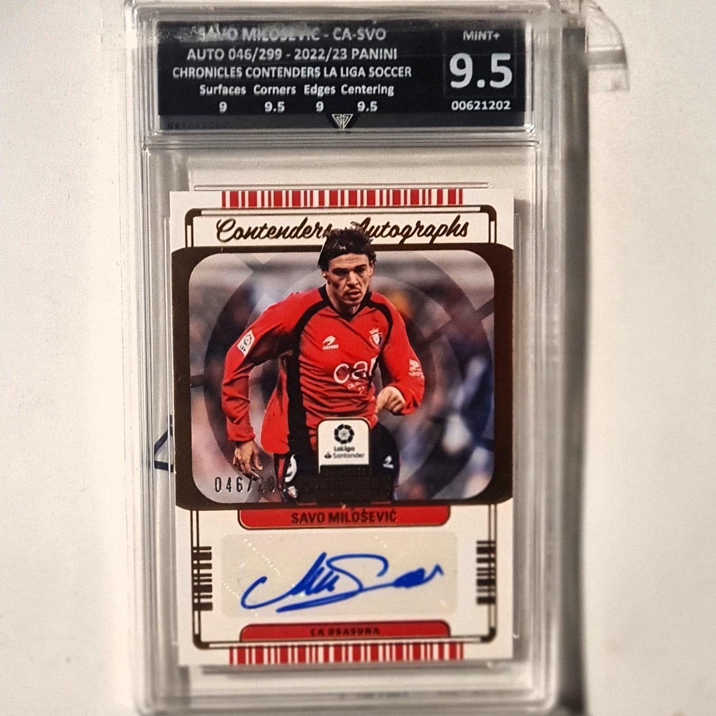 Savo Milosevic 2022-23 Panini Chronicles Contenders Auto 46/299 -CA-SVO Soccer Football Osasuna graded 9.5 MINT + Slab