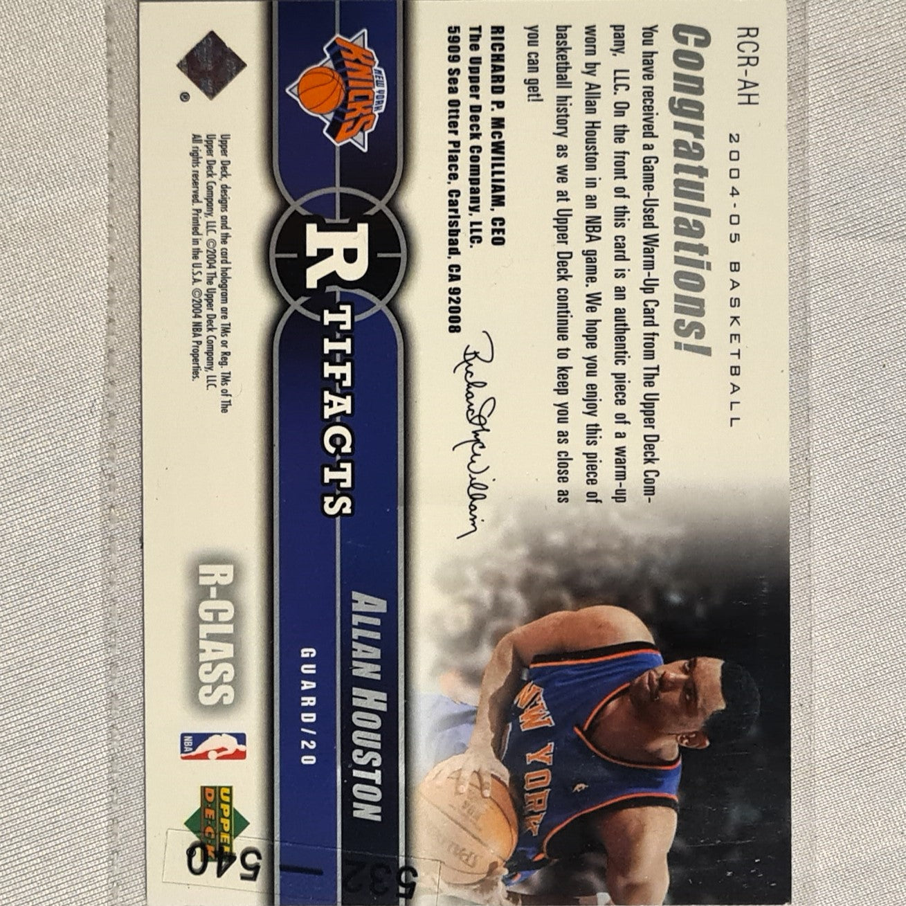 Allan Houston 2004 Upper-Deck R-Tifacts patch RCR-AH NBA Basketball New York Knicks very good