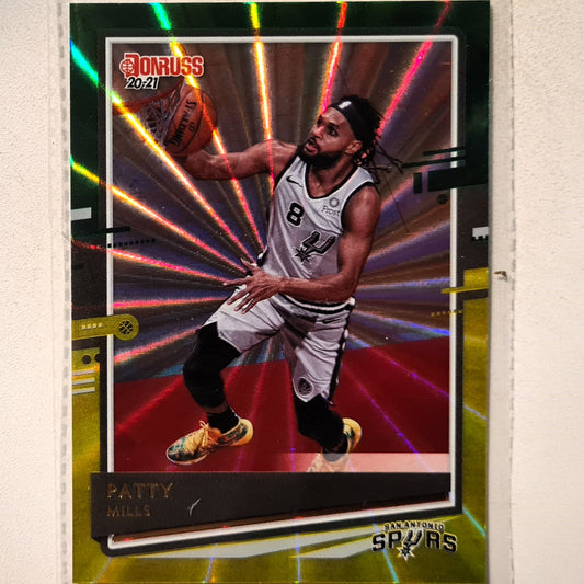 Patty Mills 2020-21 Panini Donruss green/yellow laser #88 NBA Basketball San Antonio Spurs excellent/mint Sleeved