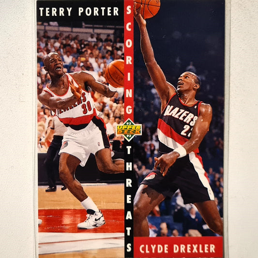 Clyde Drexler Terry Porter 1992 Upper-Deck Scoring Threats #503 NBA Basketball Portland Trail Blazers Excellent