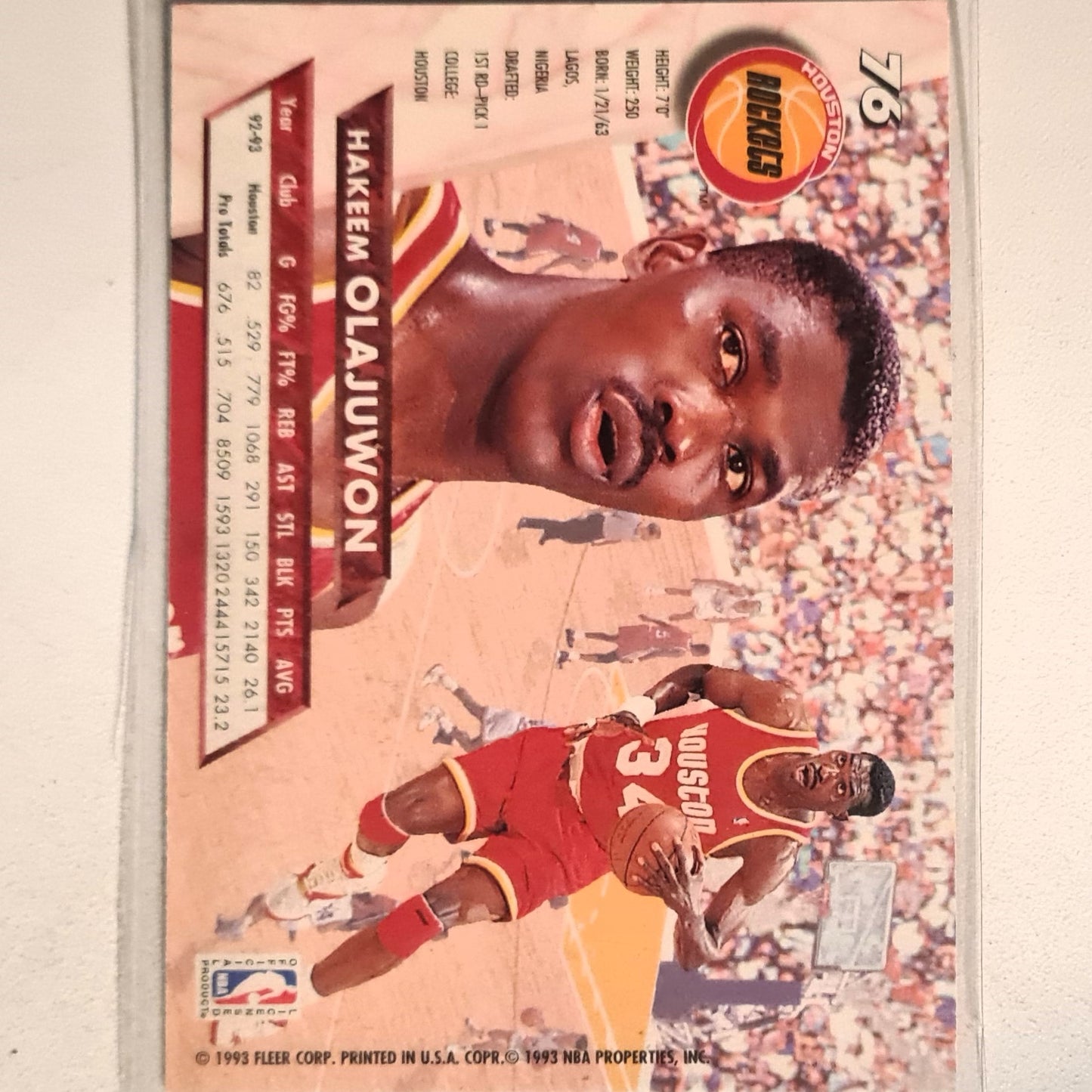 Hakeem Olajuwon 1993 Fleer Ultra 93-94  #76 NBA Basketball Houston Rockets very good