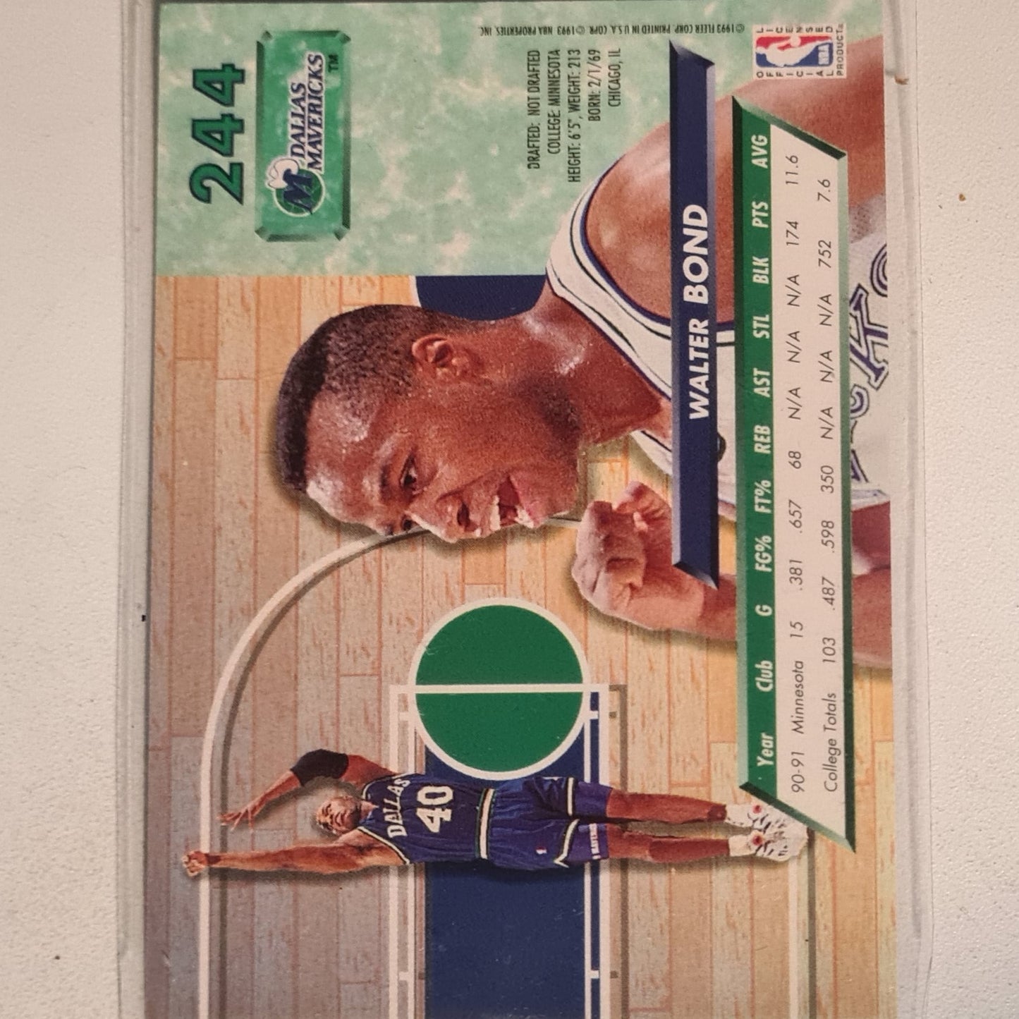 Walter Bond 1993 Ultra Fleer 93-94 Rookie RC #244 NBA Basketball Dallas Mavericks very good