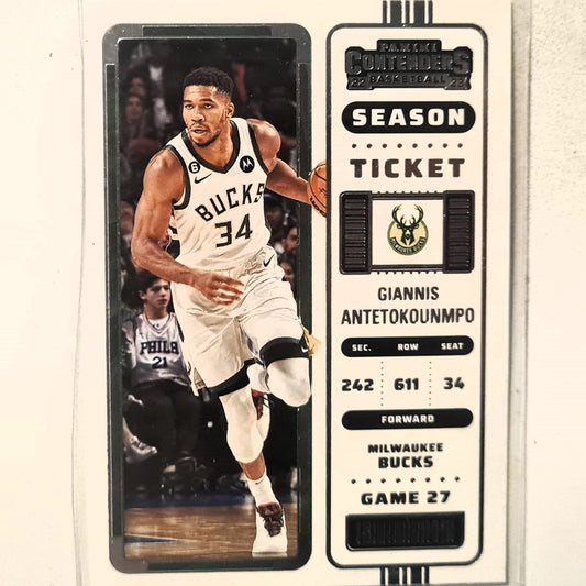 Giannis Antetokounmpo 2022-23 Panini Contenders season ticket #35 NBA Basketball Milwaukee Bucks good