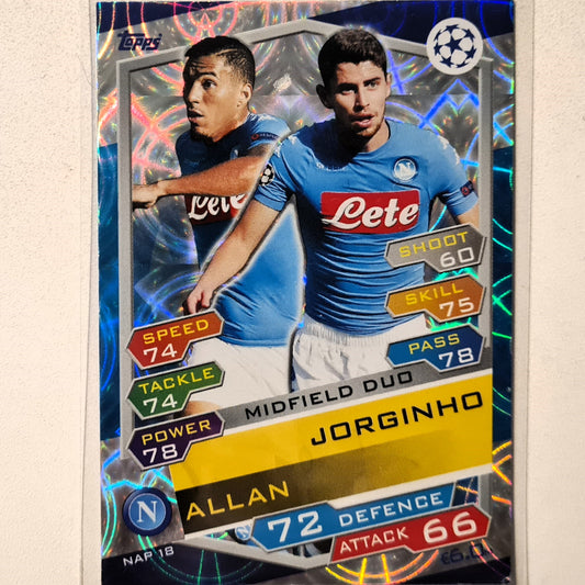 Jorginho Allan 2016-17 Topps Match Attax Midfield Duo NAP 18 Soccer Football Napoli fair Sleeved