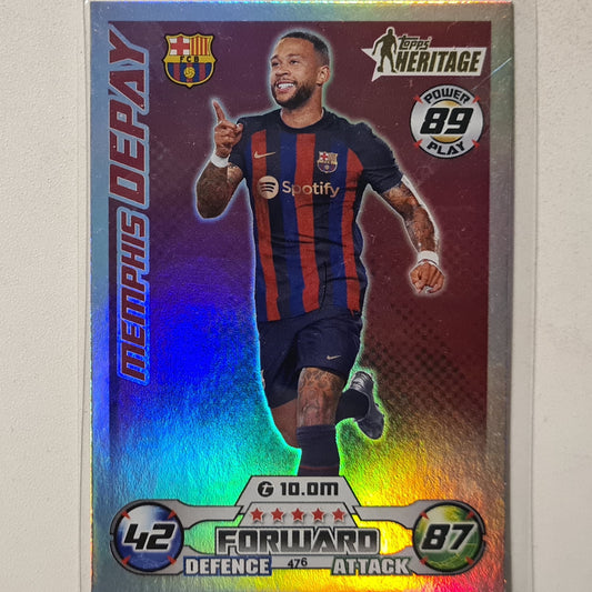 Memphis Depay 2022-23 Topps Match Attax Heritage #476 Soccer Football Barcelona Excellent Sleeved