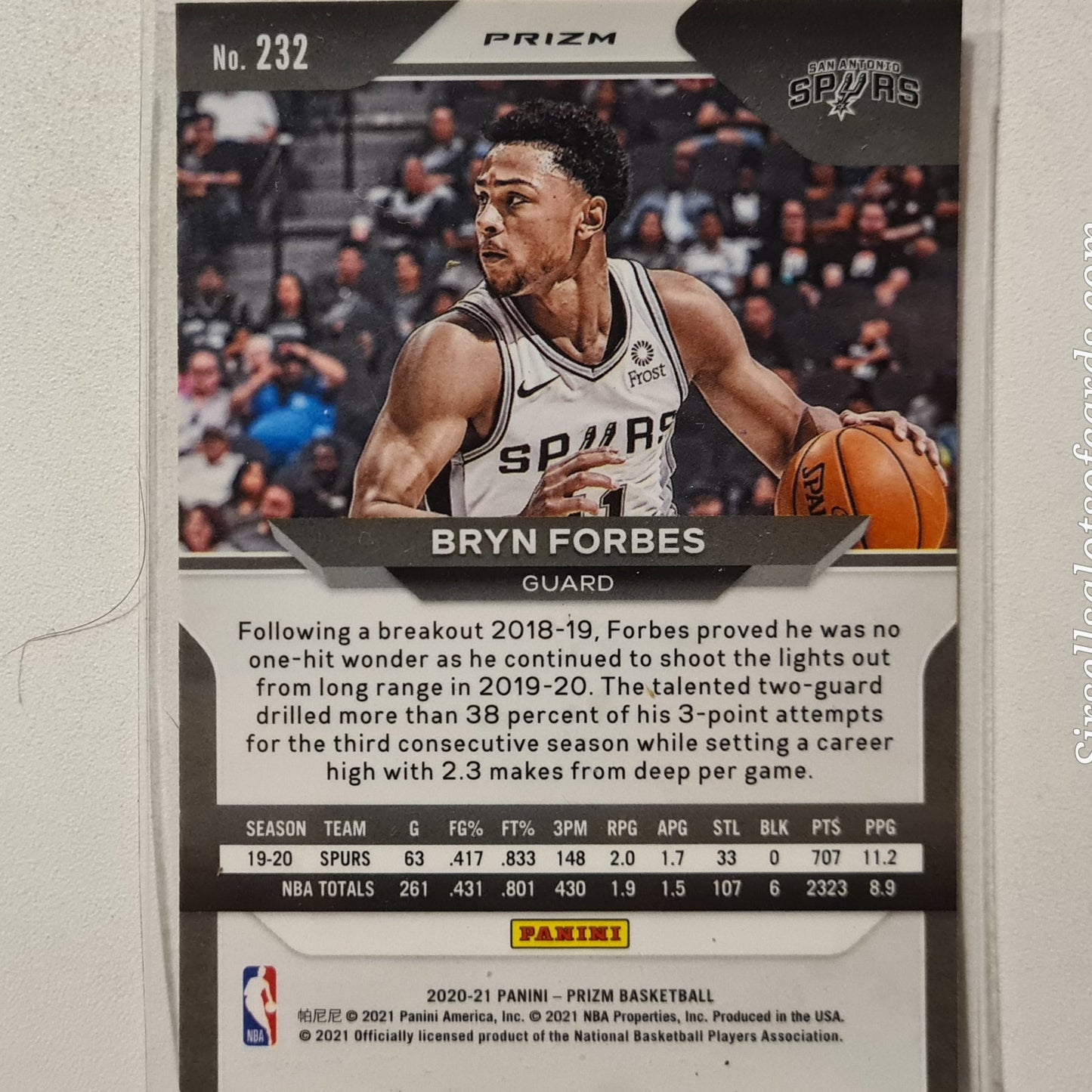 Bryn Forbes 2020-21 Panini Prizm ruby wave #232 NBA Basketball San Antonio Spurs Excellent