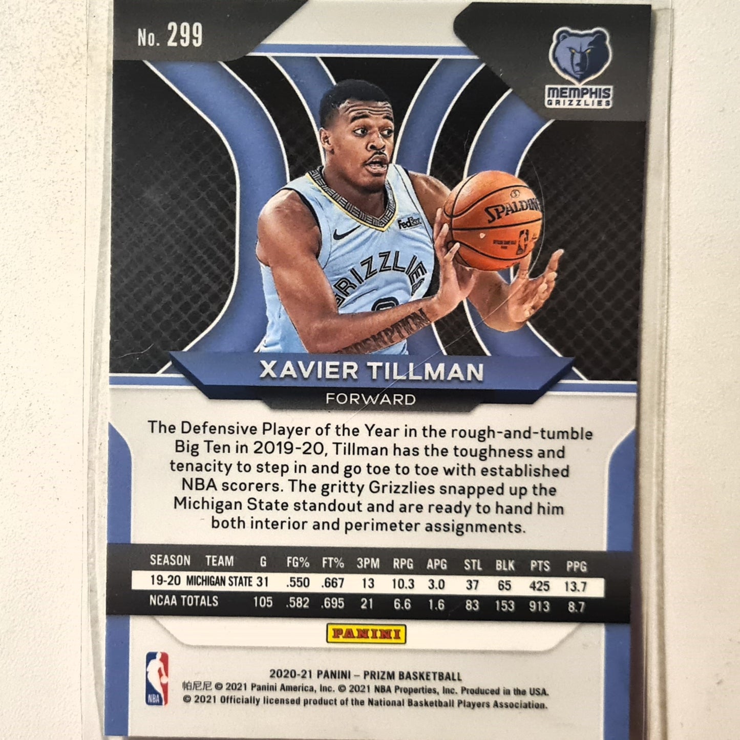 Xavier Tillman 2020-21 Panini Prizm Rookie RC #299 NBA Basketball Minnesota Timberwolves Excellent sleeved