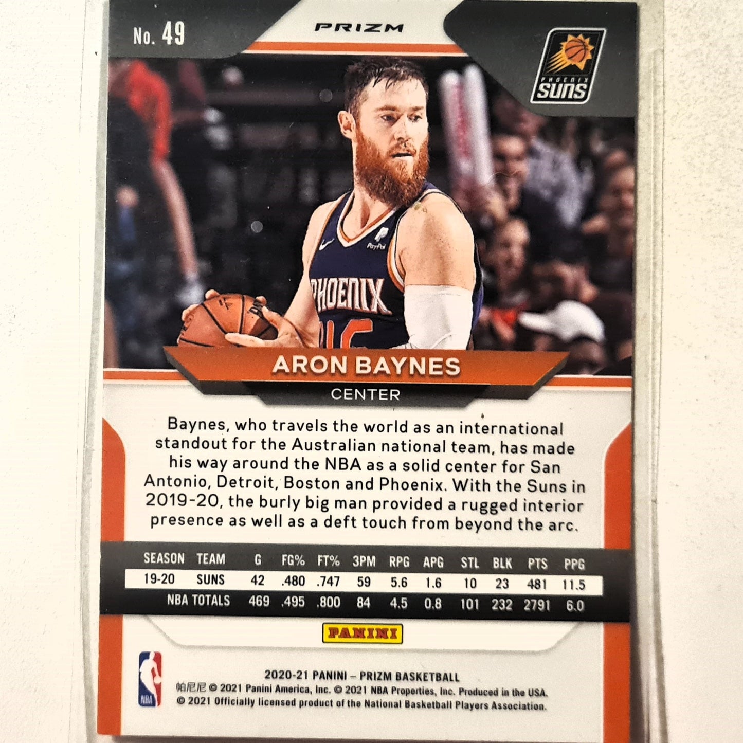 Aron Baynes 2020-21 Panini Prizm refractor #49 NBA Basketball Phoenix Suns Excellent