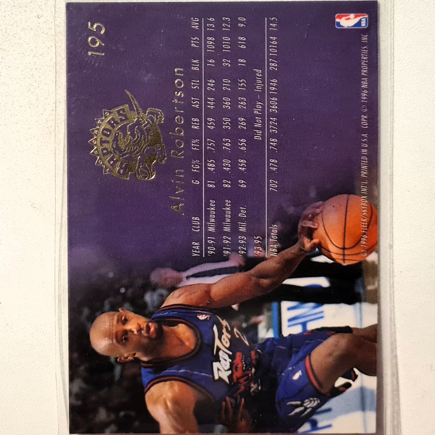 Alvin Robertson 1996 Fleer Flair 95-96 Expansion #195 NBA Basketball Toronto Raptors Excellent