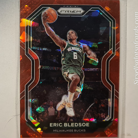 Eric Bledsoe 2020-21 Panini Prizm ruby cracked ice #17 NBA Basketball Milwaukee Bucks Excellent Sleeved