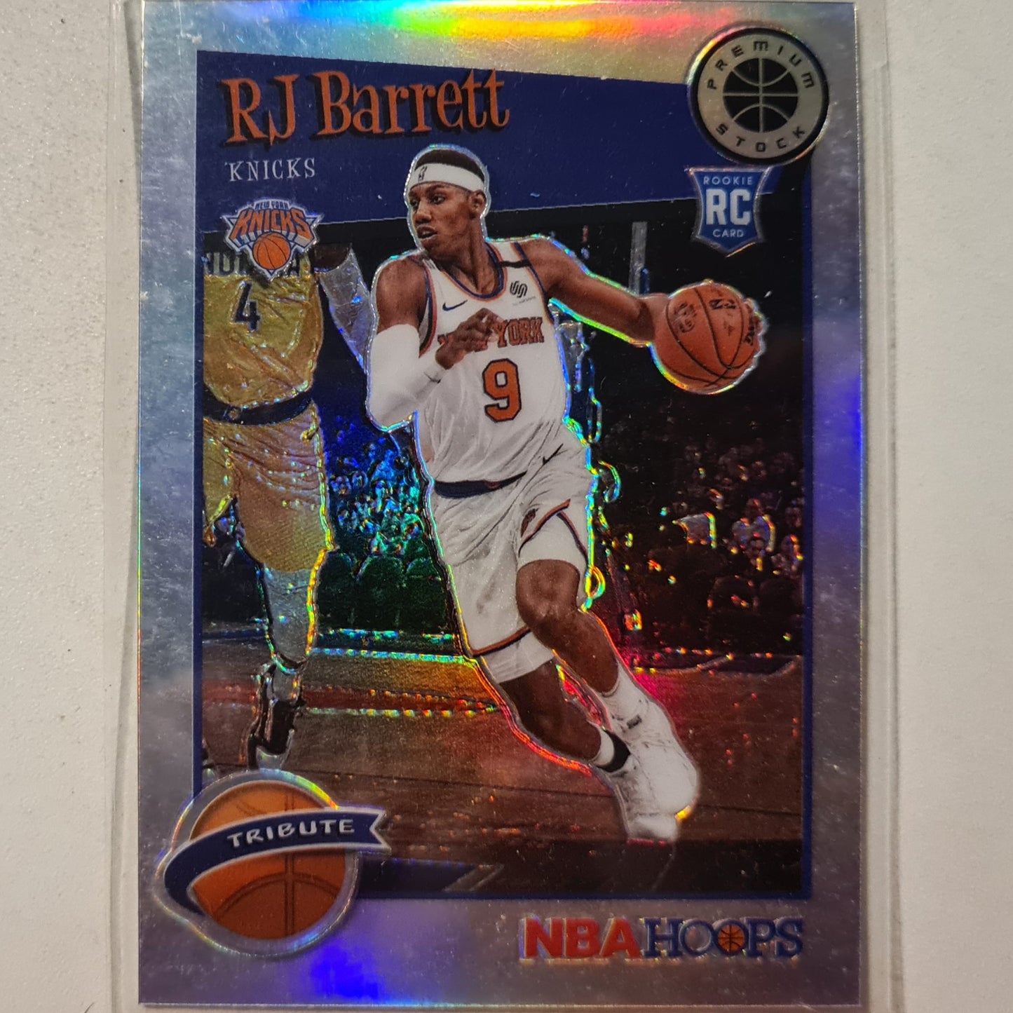 RJ Barrett 2019-20 NBA Hoops premium stock tribute PRIZM refractor Rookie RC #298 NBA Basketball New York Knicks Excellent Sleeved