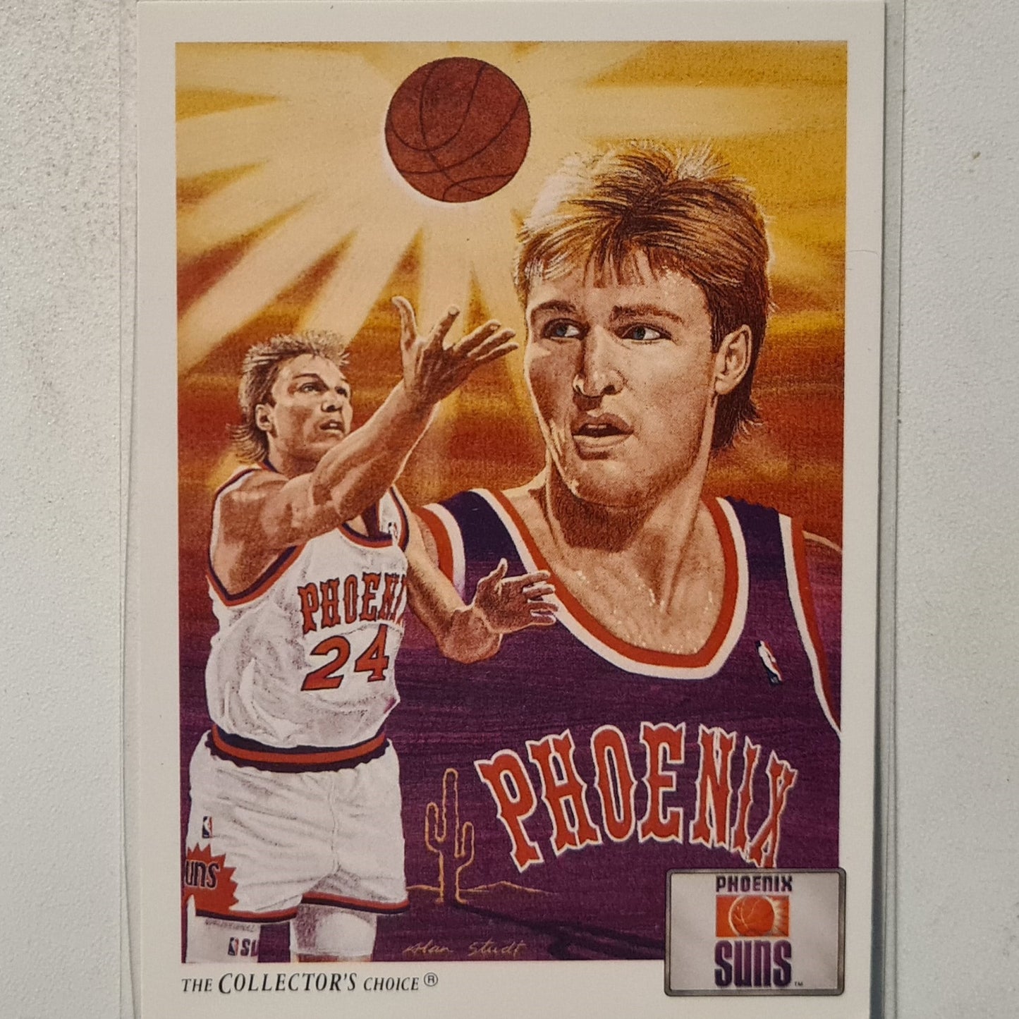 Tom Chambers 1991 Upper-Deck Alan Studt illustrated  #95 NBA Basketball Phoenix Suns Excellent Sleeved