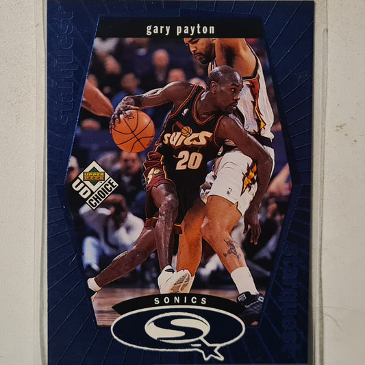 Gary Payton 1998 Upper-Deck Starquest BLUE FOIL SQ25 Seattle Super Sonics excellent Sleeved